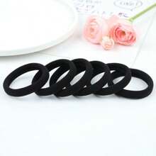 200/50pcs Ladies All-Match Black High Elasticity No Damage Hair Ties, Fashion Versatile Elegant Minimalist Hair Scrunchies Suitable For Daily Casual, Party, Commute, Vacation, Washing, Makeup, Hairstyles, Outfit Accessory