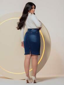 Evangelical Jeans Skirt With Zipper Detail - Medium Wash - View 7
