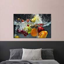 1 pièce Éclaboussures de fruits, décoration artistique de cuisine, art de canevas de fruits, décoration murale colorée, décoration artistique, fruits et eau, peinture sur canevas de décoration. Peinture à l'huile moody grenade rouge. Peintures pour salons, chambres à coucher, salles à manger. Cadres modernes en option. Affiches murales, arts muraux, peintures sur canevas et cadres réutilisables.