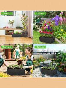 矩形种植袋、布艺高架花坛、花园花卉种植袋、蔬菜、水果种植袋、毛毡布艺高架花坛、带加固手柄的透气无纺布、加厚无纺布高架花坛方形花盆、可重复使用的室内外园艺蔬菜种植箱、落地式种植容器 - 彩色 - 查看 5