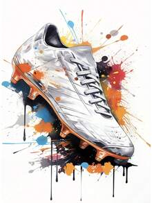1pc Fashion Graffiti Football Shoes Canvas Painting Modern Art Poster Inspirational Wall Picture For Men Boy Living Room Home Decor Holiday & Birthday Gift, Office Decoration Arranged Artwork Optional Frame ,Wall Art With Frame - Multicolor - View 40