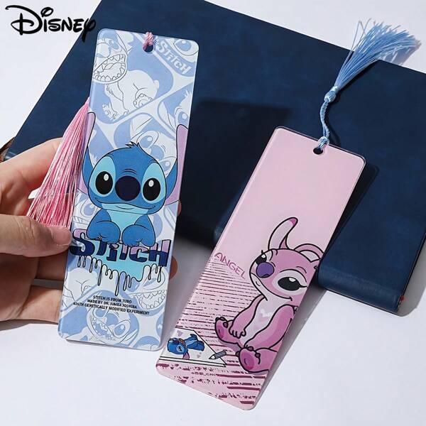 Disney 1pc Stitch Acrylic Bookmarks - Cute & Playful Blue Stitch Design With Tassels, Perfect For Anime Fans & Book Lovers | Ideal For School & Office Stationery, Bookmarks For Books,School Supplies,Back To School