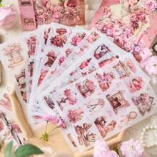 24Sheets/Book Sticker Books, Years Of Lingering Series, Retro And Exquisite European-Style Girl And Flower-Themed Stickers, Scrapbook Supplies, Notebook Accessories, Decorative Notebooks, Photo Frames, Phone Cases, Water Cups, Garbage Magazines, Stationery Boxes, DIY Personalized Stickers,School Supplies,Back To School