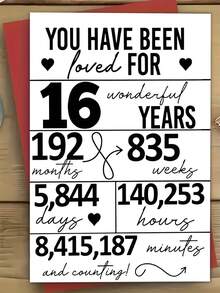 1pc ALLENG Sweet 16th Birthday Card With Envelope - Celebration Greeting Card, 16 Years Milestone Keepsake, Time Countdown Design, Thoughtful Gift For Teen'S Special Day - Multicolor - View 2