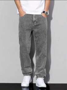 Teens Boys' Solid Patch Pocket Simple Casual Denim Jeans