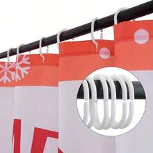 12/24pcs Shower Curtain Hooks, Shower Curtain Rings, C-Shape Plastic Shower Curtain Hooks, Stylish Bathroom AccessoriesChristmas Decor