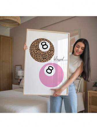 Art mural de boule de billard rose, art mural chrétien, décoration murale pour jeunes filles, art mural de Jésus rose, art chrétien rose, art mural rétro, art mural esthétique, cadre en option
