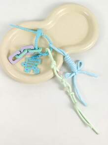 1 PIEZA Accesorio de bolso con estilo de macaron para la playa, fiesta, estilo de playa, que contiene cuerda y llavero con forma de rompecabezas de acrílico, accesorio de llavero que se puede usar como colgante de bolso o coche. Regalo de San Valentín elegante para adolescentes