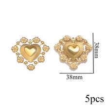 5PCS Stainless Steel Fashion Simple Rose Heart Pendant DIY Necklace Earrings Bracelet Jewelry Making Supplies Suitable For Women Gift