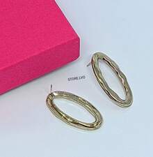 Necklace And Earrings Set Kit Choker Smooth Rigid Hoop With Hollow Oval Organic Pendant Gold Plated Golden Silver Fashion Accessories Elegant Fashion - Bạc - Xem 4