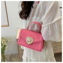 Simple Handbag, 2025 Spring And Summer New All-Matching Ins Chain Messenger Bag, Small Square Bag - Pink - View 1