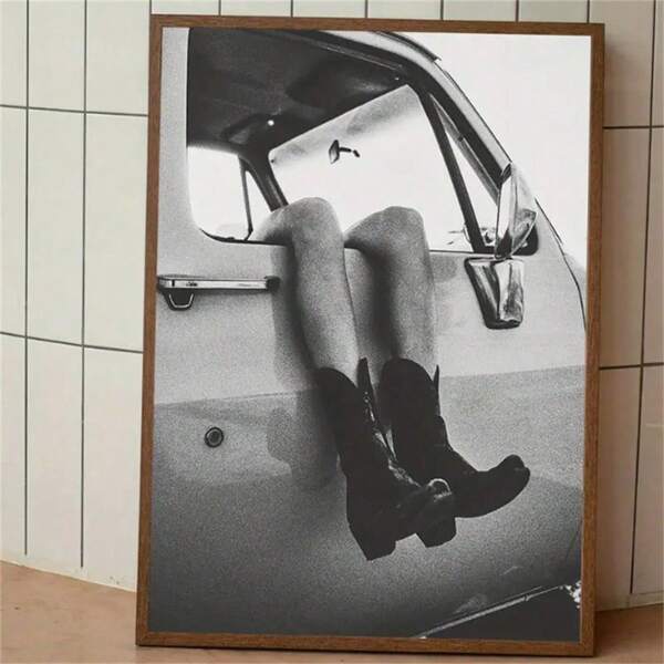 1pc Western Cowgirl Canvas Art Print Vintage Art Poster Canvas For Home Office Bedroom Living Room Artwork Gifts Optional Frame ,Wall Art With Frame