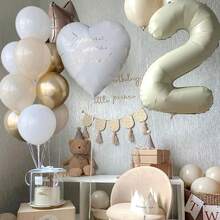 10pcs Metal Champagne Gold & White Latex Balloons, 10 Inch Premium Latex Balloons Suitable For Wedding, Birthday, Bridal Shower, Boho Theme Party Decor - Sandy White Transparent - View 8