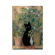 1 pièce Impression sur canevas de chat de salle de bain optionnel avec cadre lisant sur les toilettes. Affiche d'art mural drôle de décoration animale. Décoration de maison, cadeau. Avec ou sans cadre réutilisable.