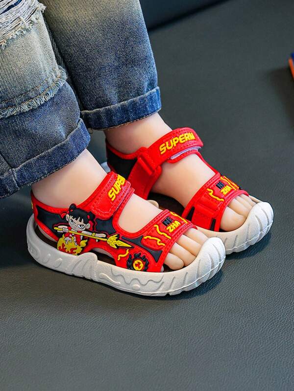 Toddler Boys' Dinosaur Print Anti-Slip Soft-Sole Sandals, Cute Cartoon Style, 0-6 Years, Spring/Summer