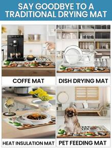 1pc Absorbent Drying Mat, Coffee Machine Mat, Handmade Coffee Pot Drainage Mat, Kitchen Countertop Dish Drying Mat, Breakfast Mat, Non-Slip Heat-Resistant Drainage Mat, Diatomite Drainage Mat, Conceals Stains, Super Drainage Mat, Easy To Clean Dish Rack Mat, Suitable For Kitchen, Dining Table, Cafe, Bar, Holiday, Party, Home Decor, Holiday Gift