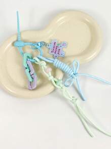 1 PIEZA Accesorio de bolso con estilo de macaron para la playa, fiesta, estilo de playa, que contiene cuerda y llavero con forma de rompecabezas de acrílico, accesorio de llavero que se puede usar como colgante de bolso o coche. Regalo de San Valentín elegante para adolescentes