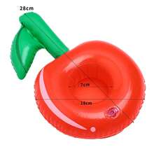 1个充气单/双樱桃杯托，水上漂浮饮料杯垫，适用于泳池派对、游泳池饮料架 - 1pcs - 查看 2