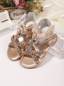 Sandalias planas nuevas para niños 2025, de moda y versátiles, con doble correa de , sandalias para niñas con diseño de cruce