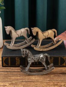 1 件复古风格木制摇马装饰，家居入口装饰工艺品