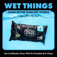 DUDE Wipes - Flushable Wipes - 3 Pack, 144 Wipes - Unscented Extra-Large Adult Wet Wipes - Vitamin-E & Aloe - Septic And Sewer Safe - Shea BUTTer Smooth - 查看 11