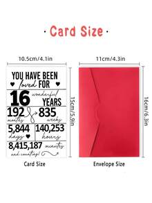 1pc ALLENG Sweet 16th Birthday Card With Envelope - Celebration Greeting Card, 16 Years Milestone Keepsake, Time Countdown Design, Thoughtful Gift For Teen'S Special Day - Multicolor - View 3