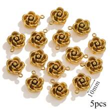 5PCS Stainless Steel Fashion Simple Rose Heart Pendant DIY Necklace Earrings Bracelet Jewelry Making Supplies Suitable For Women Gift