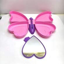 صندوق مجوهرات بشكل فراشة مع مرآة، مناسب لتخزين وعرض المجوهرات