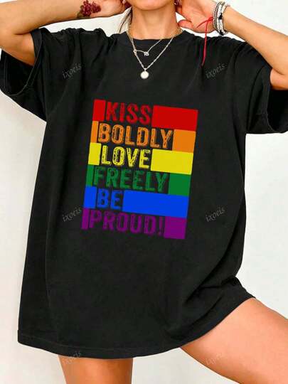IXOEIS Women's Tops T-Shirts, Vacation Tops, Casual And Comfortable Tops For Women, Cute Patterns, Tops For All Seasons. Pride Month Graphic Tops, Holiday Gifts. Pride Month, Love Is Love,