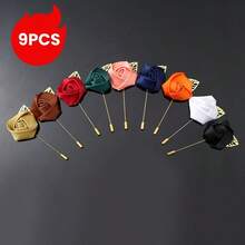 6pcs/Pack Groomsmen Lapel Flower, Silk Rose Brooch For Wedding Bride Bridesmaids, Men's Suit Accessory For Prom - Brooch - View 22