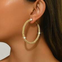 1 Pair Handmade Elegant Big Round Crystal Earrings, Suitable For Women, Party And Evening Dresses