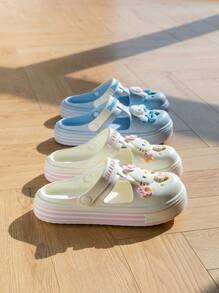 Sanrio Sanrio Cartoon Character Printed EVA Slide Sandals, Women & Kids Outdoor Casual Slippers For Kuromi, Cinnamoroll, Melody