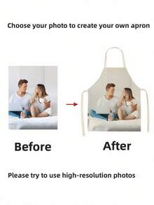 1件定制围裙 - 可印照片和文字，涤纶材质，适合厨房、生日、周年纪念日等场合，是送给朋友、情侣、家人、同事的完美礼物，透气轻便，适合送给家人、他、她、男朋友、女朋友、爸爸、家人、妈妈、朋友、周年纪念日、毕业典礼、家庭主妇等。