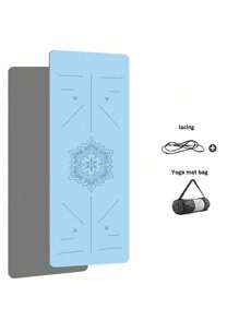 1pc TPE Yoga Mat With Position Lines, Thick & Non-Slip Shock-Absorbing Fitness Mat, Skipping Rope Mat With Random Color Strap