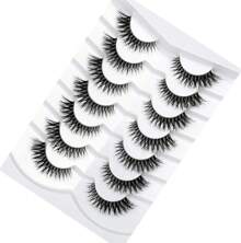 False Eyelashes Faux Mink Lashes Cat-Eye Look 18MM Wispy Long 8D Volume Fake Eyelash Strips 7 Pairs Pack