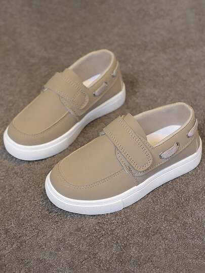新款春夏秋季儿童英伦风魔术贴防滑耐磨帆布休闲乐福鞋软底透气舒适一脚蹬平底鞋
