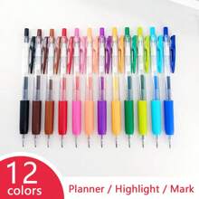 1 pieza Bolígrafo retráctil colorido, pluma para dibujar, diario y arte del estudiante, disponible en 12/8/6/4 colores, pluma de acuarela, pluma para pintar y grafiti en tu diario DIY, bolígrafo de gran capacidad de color, resaltador, útiles escolares, vuelta al cole