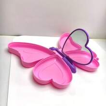 صندوق مجوهرات بشكل فراشة مع مرآة، مناسب لتخزين وعرض المجوهرات