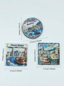 1 PIEZA Imán de nevera de resina con diseño de barco de crucero de arquitectura de Hong Kong, imán decorativo 3D estéreo plano personalizado y lindo como recuerdo de viaje, decoración para el hogar, cocina, habitación, oficina