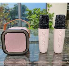 带无线麦克风的便携式无线卡拉 OK 扬声器系统，带 RGB 彩色 LED 灯的 HIFI 立体声 KTV 扬声器，是户外卡拉 OK、运动、旅行、家庭聚会、生日的最佳礼物