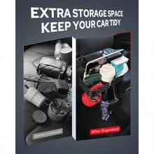Car Headrest Backseat Organizer With 3.7 Cup Holder 3 In 1 Seat Back Organizer Headrest Hooks Multifunctional Storage For Car Backseat Travel Accessories 2pcs - Black - View 4