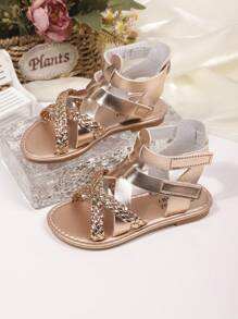 Sandalias planas nuevas para niños 2025, de moda y versátiles, con doble correa de , sandalias para niñas con diseño de cruce