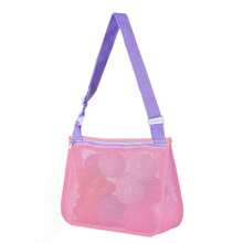1pc Customized Embroidered Lightweight Foldable Large Capacity Beach Bag, Mesh Beach Storage Bag, Beach Travel Mesh Bag, Personalized Shell Zipper Mesh Beach Bag, Sun Protection Bag, Personalized Embroidered Bag, Summer Vacation Storage Bag, Personalized Shell Bag, Shoulder Tote Beach Bag