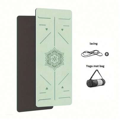 1 Thảm tập Yoga TPE có điểm đánh dấu vị trí, Thảm tập dày chống trượt & giảm xóc có dây đeo dây nhảy, màu sắc ngẫu nhiên