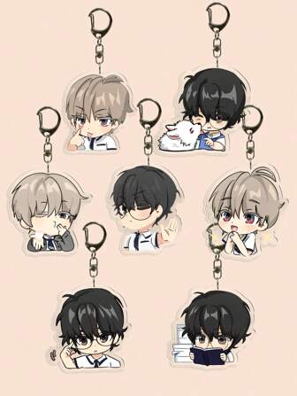 1 件 BL 动漫迷失在云中亚克力钥匙扣，可爱角色；可搭配不同的包装饰，送给粉丝、男孩、女孩；朋友，最佳生日礼物，毕业礼物汽车配件包饰学校卡通哥特 Y2k 包配件挂绳带身份证夹汽车配件包饰