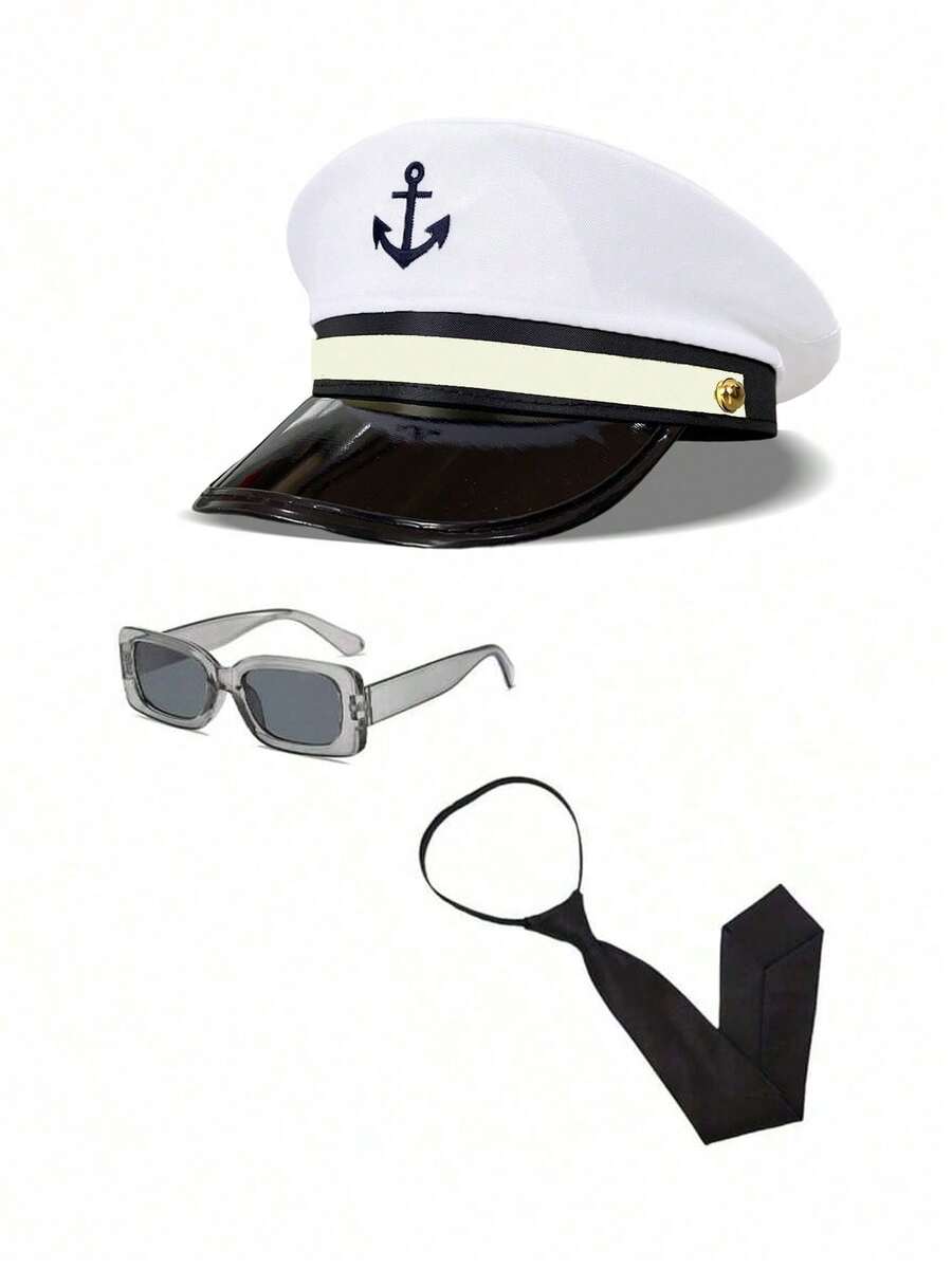 成人游艇政策船长帽可调节男式女式海军陆战队海军上将帽制服派对花式船长帽万圣节