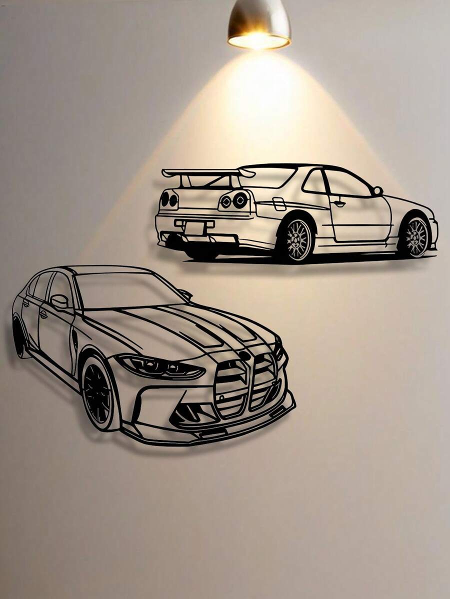 1pc Metal Car Wall Art, Creative Wall Decor, Room Decoration, Unique Modern Home Decor, Metal Wall Hanging, Gift For Car Enthusiasts, Birthday Gift, Father's Day Gift