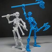 1pc DIY Swinging Skeleton Statue, Multi-Color Collectible Desktop Decor, Complex Design With Unique Accessories, ABS Resin Figurine For Home Decor, Jointed Skeleton Mannequin Model