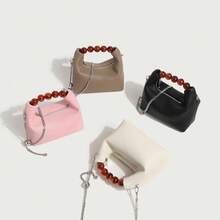 Niche Dumpling Bags With Versatile Chain Beaded Soft Leather Handbags For Spring Crossbody Bags Exquisite And Fashionable Bags - Pink - View 3