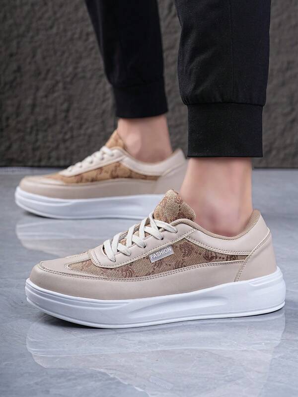 Boy's Sports Shoes, Boy's Fashionable And Handsome Casual Shoes, Lace Up Boy's Shoes, Skateboarding Shoes, Boy's Board Shoes, Personalized Street Boy's Shoes Fashionable Color-Blocking Thick-Soled Chunky Sneakers For Boy, Wear-Resistant, Breathable, Comfortable Outdoor Jogging Retro Boy's Sports Adolescent Shoes Brown Lace Casual Youth Shoes Tween Shoelace